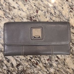 Tignanello Gray Leather Trifold Wallet